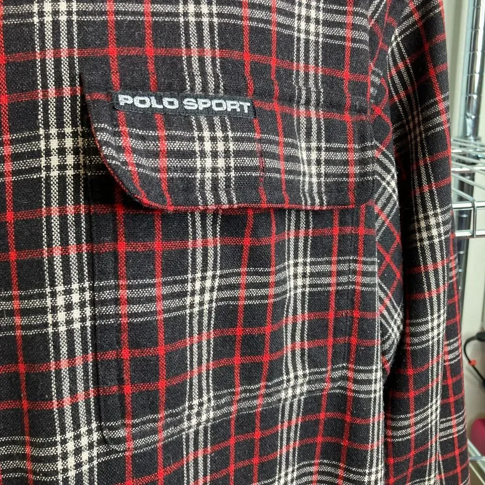 Ralph Lauren Polo Sport Men’s Wool Blend Red Plaid Preppy Layers Shacket‎ Size L